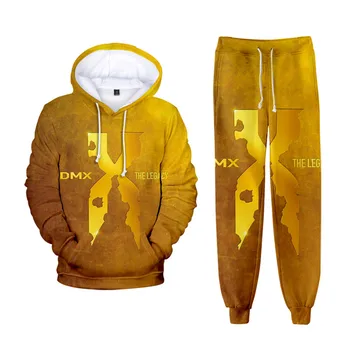 - Rapperen DMX Sæt Træningsdragt Mandlige Efterår og Vinter 2 delt Sæt med sportstøj til Mænd Tøj Afslappede Sweatshirts + 3D Printede Bukser og Hættetrøjer