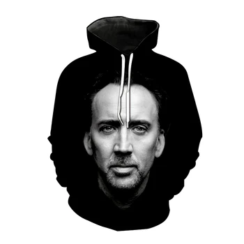 Skuespilleren Nicolas Cage 3D Printet Hættetrøjer Mænd, Kvinder Mode Oversized Sweatshirt Hoodie Sjove Udskrivning Hip Hop Pullover Unisex Frakker