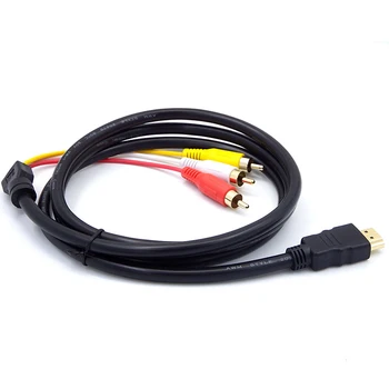 5 Meter 1080P HDTV-HDMI han til 3 Mandlige Udvidelsen RCA-Kabel Audio-Video AV Kabel Ledning Adapter Video Game Aux Kabel