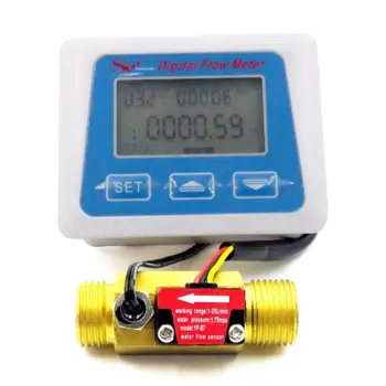 Digital Vand Flow Sensor Meter Tester Flowmeter Totameter Temperatur Rekord Med G1/2 flow sensor