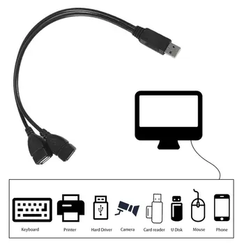 1PC USB 2.0-EN 1 han til 2 Dual USB Kvindelige Data-Hub-Power Adapter Y-Splitter-USB Oplader Strøm Kabel Ledning Udvidelse Kabel-30CM