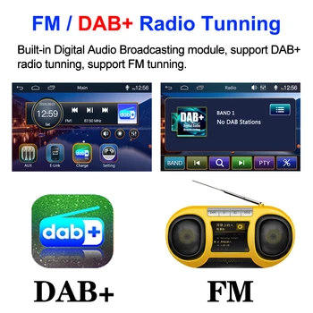 Podofo 2 Din Bil Stereo Radio Stationer Bluetooth Autoradio Mms-MP5 Afspiller FM-Modtager DAB+ Subwoofer-Ekstern Mikrofon