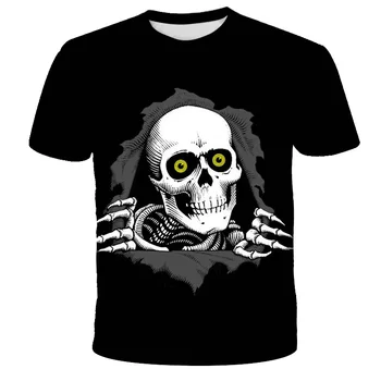 POP Nye Skull Grafisk T-Shirt Horror Børne Tshirt 3D Mode Toppe Sommer T-Shirt Dreng O-Hals Skjorte børne Tøj Streetwear 4T-14T