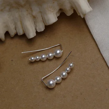 Nye Uregelmæssig Perle Bjergiger Crawler Klip Øreringe Til Kvinder Elegant Perle Perler Earcuff Uden Piercing Smykker
