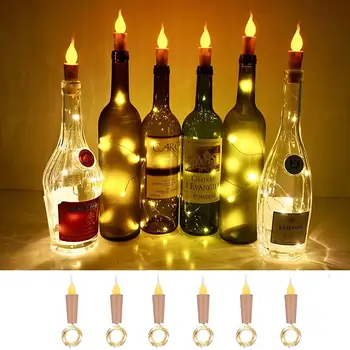 Lys Vin Flaske Lys Med Kork 2M LED String Lys Batterier Drevet Krans String Fe Nat Lampe Bryllup Dekoration