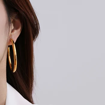 Hoop Øreringe Mode Forgyldt Messing Cirkel Tilbehør Enkle, Smarte 2021 Nye Produkt Trendy For Kvindelige Par Stil 3 Størrelsen
