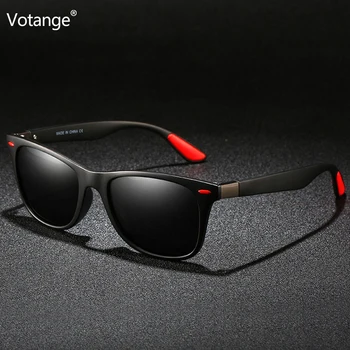 Votange Polariserede Solbriller Mænd Kvinder Klassiske Firkantede Plastik UV400 Kørsel Sol Briller Mandlige Mode Sorte Nuancer Hot Salg E072