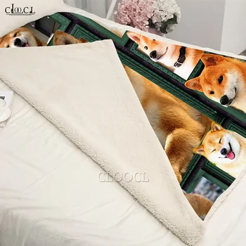 Dyr Kaste Tæppe 3D Shiba Inu Hund Tykkere Tæppe til Stol, der Rejser Camping Kids Sofaen Dække vinterdvale Sofa Tæppe