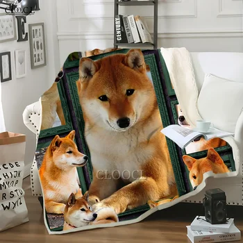 Dyr Kaste Tæppe 3D Shiba Inu Hund Tykkere Tæppe til Stol, der Rejser Camping Kids Sofaen Dække vinterdvale Sofa Tæppe
