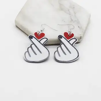Kreative Hjerte-formede Smykker Enkel Personlighed Palm Øreringe Akryl Finger Elsker Øreringe, Smykker til Bryllup Gave Kvinder