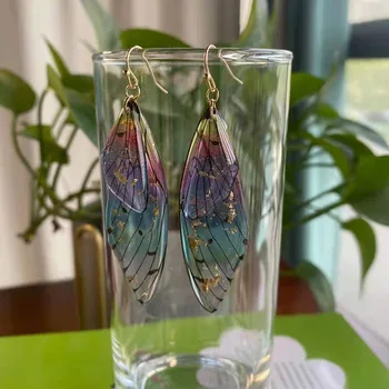 Minar Fe Klar Gradient Harpiks Simulering Fløj Drop Øreringe til Kvinder Skinnende Rhinestone Butterfly Øreringe, Mode Smykker 2021