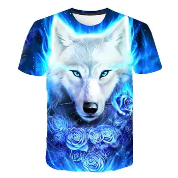 Drenge t-Shirt Wolf Dyr Trykte Tshirt 2021 Sommer Tøj Til Børn Piger Toppe, t-stykkerne, Børn, Tøj, t-shirt Tegnefilm Kostume