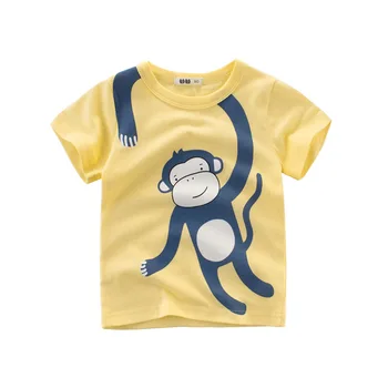Drenge Kort ærme T-shirt til Børn Cartoon Animal Print T-Shirts 2021 Sommer Toppe børnetøj Kids Bomuld Tøj Dreng