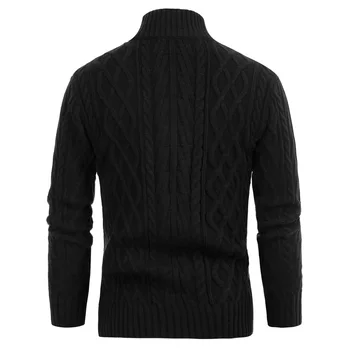 Mænd Tyk Sweater Frakker Solid Farve Varm Cardigan Stå Collar Button-up Efterår og Vinter Mandlige Tøj Diamond & Kabel-Strik