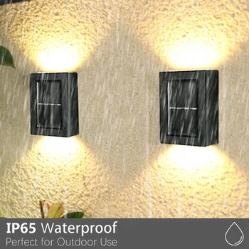 LED Udendørs Belysning Mini Solcelle væglampe Lampe Op Og Ned Husstand Vandtæt Veranda, Have Trapper Dekorative Lys 2LEDS