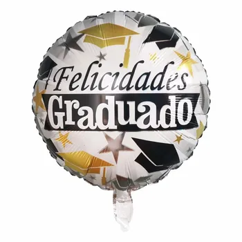 10stk 18inch Pladsen Runde spanske Tillykke Graduate Folie Balloner til Graduering Part Dekoration Forsyninger Helium Globos