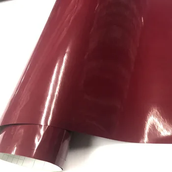 50cm*300/500cm Blank Mørk Rød Blank Vinyl Blank Blank Bil Folie Wrap Mærkat Med Luft Boble Gratis Motorcykel Bil Indpakning