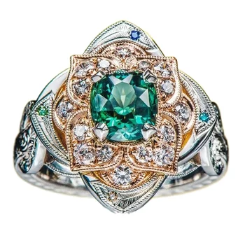 2021Trend Atmosfæriske Klassiske Gyldne Blomster Smaragd Ringe til Kvinder, Søde Engagement Ring Bijouterie Kvindelige Smykke Sæt