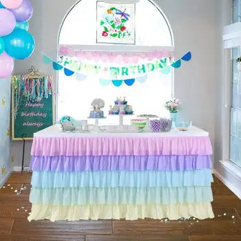Tulle Tutu Tabel Nederdel dug 5 Lag, Macaron flerfarvet Service Dekoration bryllup, Fødselsdag, Baby Shower fest dekoration