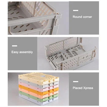 Sammenklappelig Kasse Plastik Falsning Oplagring Rubrik Kurv Nytte Kosmetiske Container Desktop Home Arrangør Opbevaring Kurve