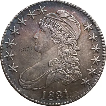 1831 Usa 50 Cent ½ Dollar Frihed Eagle Udjævnede Bust Halv Dollar Cupronickel Forgyldt Sølv Hvid Kopi Mønt