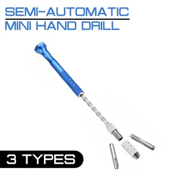 Opgradering Semi-automatisk Mini Hånd Boremaskine +10stk Twist Bor Bore i Træ Model Manual på 0,5-3 mm-Boret+2stk Dobbelt Side Chuck