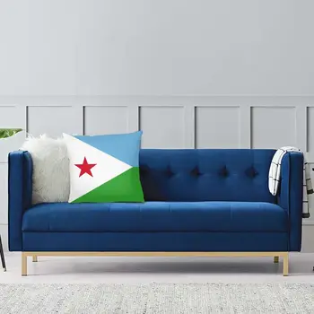 Flag Djibouti pudebetræk Dobbelt Side af 3D-Print-Gulvtæppe pudebetræk til stuen Brugerdefinerede Pudebetræk Home Decor
