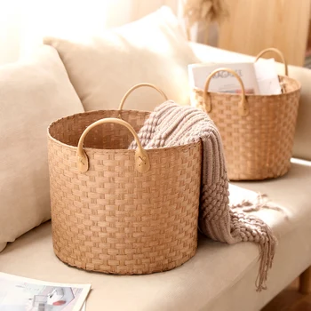 Nordisk papir rattan vævet vaskepose moderne simple storage basket til beskidt tøj, legetøj mode kreative diverse spand
