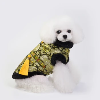 Tang Passer Stil Pet Tøj Tøj Kinesiske Nytår Hund Kostume Kat Chihuahua Yorkie Puddel Bichon Schnauzer Tøj Hvalp Pels