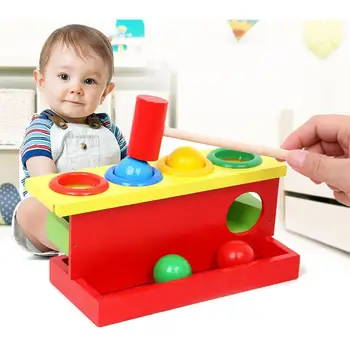 Kid Træ-Farve Match Hamre Bolden Box Puzzle-Spil Hånd Hober Sig Interaktivt Legetøj