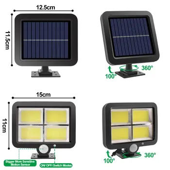 1-2Pack 128 LED Split Sol Lys Udendørs Vandtæt med Motion Sensor Sollys Solcelle Gade Lampe til Haven Garage Indretning