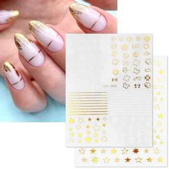 Nail Art Dekorationer 1stk Guld Sølv Skydere 3D Negle Stickers Lige Buede Liners Stribe Tape Wraps Geometriske Drop shipping