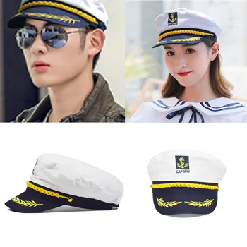 Mænd Kvinder Vintage White Justerbar Skipper Sejlere Navy Kaptajn Sejlads Militære Hat Cap Voksen Part Fancy Kjole Unisex Hat
