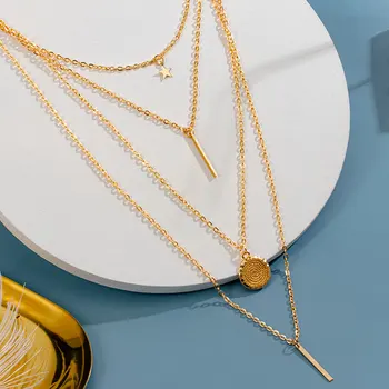 Nye Boheme Multi-Lagdelte halskæder for Kvinder Vintage Charme Stjernede Månen Guld Halskæde 2020 Geometriske Collier Collares