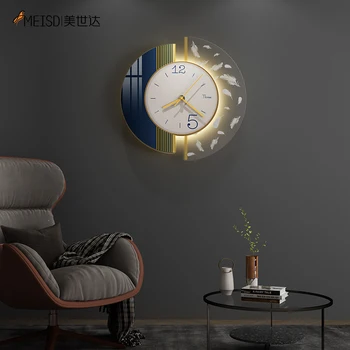 MEISD 35 CM Hvid Fjer Dekoration vægur Moderne Fjerdragt Væg Ur Kreative Stue Home Decor Horloge Gratis Fragt