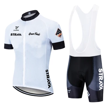2021 Nye Hvide STRAVA Pro Cykel Team Korte Ærmer Maillot Ciclismo Mænd Cykling Jersey Sommeren Åndbar Cykling Tøj Sæt