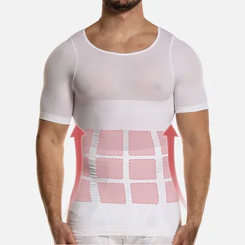 MONERFFI Mænd Body Toning T-Shirt Organ Shaperen Korrigerende Kropsholdning Shirt Slankende Bælte Maven Maven fedtforbrænding Kompression Corset