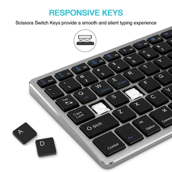 Trådløs Bluetooth-Tastatur Genopladelige Ultra-Tynd Tastatur med numerisk tastatur til Bærbar PC, Windows, IOS