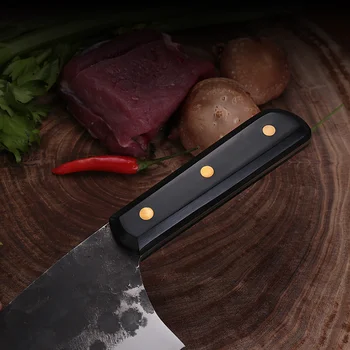 DENGJIA Håndlavet 5Cr15Mov Materiale Snap Cutter Smedet Cleaver Pålægsmaskine Kniv Vegetabilske kniv Kinesiske Carbon Kniv