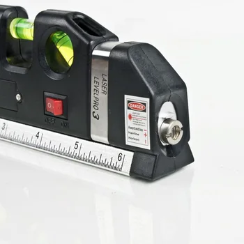 Laser-Niveau Horisont Lodret Måle 8FT Aligner Standard og Metriske Herskere Mp-Niveau 4 i 1 Infrarød Laser Tape