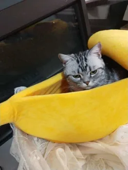 Banan-Kat Bed Hus Søde Banan Hvalp Pude Kennel Varmt, blødt Pet bet kat Forsyninger Mat-Senge for Katte, Killinger