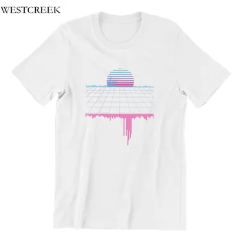 Engros Mænds T-Shirt løbe synthwave vaporwave æstetiske solnedgang musik Essentials Kort Ærme Hip-Hop T-Shirt 30509