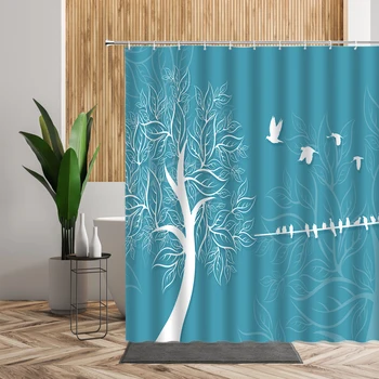 Sommeren Skov badeforhæng Grønne træer Badeværelse Dekoration Naturlige Landskab Skærmen Home Decor gordijnen 3D Vindue Gardiner Sæt