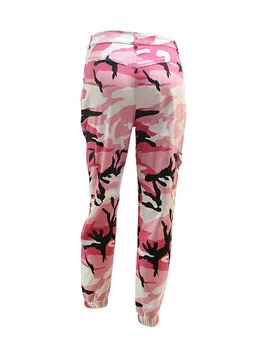 Kvinder Mode Sports Bukser Hiphop Stil Camouflage Print Skjult Lynlås Elastiske Ben Åbning Casual Overalls Bukser Bukser