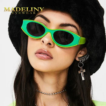 MADELINY Mode-Cat Eye Solbriller Kvinder Lille Ramme Ovale Briller Kvinder Luksus Designer Nuancer UV400 MA016