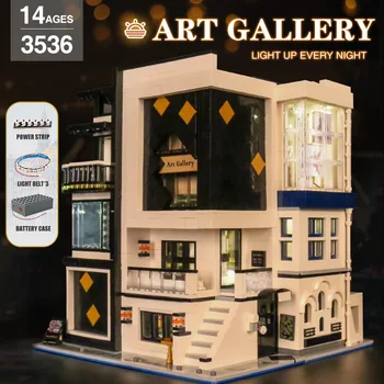 SKIMMEL KING 16043 Street Bygning MOC-67005 Art Gallery Showcase Med Led-Dele Model byggesten Børn Julegaver
