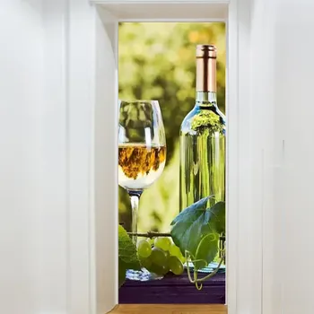 Rødvin Kreative 3D Døren Klistermærker til Flaske Selvklæbende Tapet På Døre DIY Renovering Vandtæt Plakat Til Soveværelse