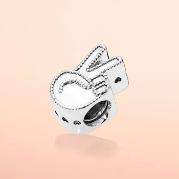 Ægte 925 Sterling Sølv Perler Kreative Sejr Gestus Mode Perler Passer Oprindelige Pandora Armbånd For Kvinder Diy Smykker