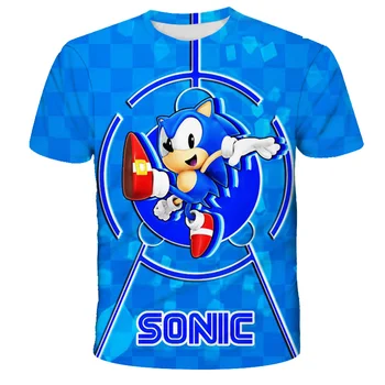 2021 Print lille Barn Sonic Børn T-shirts Børn Anime Sommer Sjove Tees Drenge/Piger Toppe Baby Tøj, børn sommer tøj