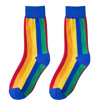 Mænd og kvinder sokker kreative personlighed lodrette striber Harajuku rainbow sokker trend, nye mode par mid-tube sokker